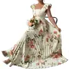 Vestido Plisado con Mangas Acampanadas y Estampado de Rosas para Mujer, Ropa Casual para Vacaciones, Elegante Ropa de Primavera y Verano para Mujer