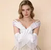 Guantes Largos de Satén con Borlas Cruzadas Europeos y Americanos Accesorios para Ropa de Performance de Baile Latino y Jazz Guantes de Satén para Boda