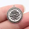 24x21mm 2.2g Plata Antigua Materiales DIY Hechos a Mano Accesorios Colgante Redondo Flor de Rosa