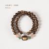 Pulsera Guofeng de Agarwood de Aceite Negro de Kalimantan de Doble Círculo Cinco Sutras para Mujer, Estilo Zen, Cuentas de Buda, Pulsera de Madera Vintage