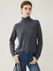 Novo suéter feminino de gola alta para outono e inverno, mistura de cashmere, top de tricô versátil, peça básica de puxar, disponível nas cores verde-água, roxo e cáqui, grosso