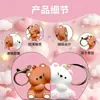 Llavero Colgante de Oso con Forma de Corazón de Dibujos Animados, Colgante Exquisito y Lindo de Oso Blanco y Marrón Creativo para Pareja