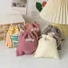 Bolsa de almacenamiento de pana de color sólido de gran capacidad, bolsa de cosméticos con cordón, bolso rojo portátil para mujer, monedero