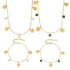 Juego de Collar y Pulsera con Colgante de Crisantemo Pequeño de Acero Inoxidable, Joyería Multiaccesorios DIY con Cuentas de Resina y Piedra Natural Personalizada
