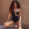 Traje de Baño Europeo y Americano 2025 Nuevo Negro de Gama Alta de una Pieza para Mujer Popular Transfronterizo Traje de Playa 25306