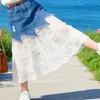 Conjunto de Niña 2026 Verano Nuevo Estilo para Niños Mayores, Falda de Mezclilla con Parches de Encaje, Conjunto de Dos Piezas de Manga Corta para Estudiantes de Secundaria