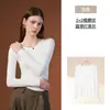 Blusa de base feminina Yuzhaolin, camiseta fina de gola redonda para outono e inverno, blusa térmica de manga comprida justa