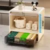 Estante de Almacenamiento a Prueba de Polvo para Tazas Mesa de Comedor Barra de Bar Soporte para Tazas de Juego de Té Caja de Almacenamiento para Tazas de Café Gabinete de Almacenamiento de Gama Alta