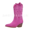 Juyuan Spot 2026 Otoño/Invierno Nuevas Botas de Mujer de Talla Grande de Comercio Exterior con Tacón Bajo WISH Botas de Cuero para Mujer Europeas Americanas