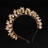 Outlet de Fábrica Tocado de Novia Banda para el Cabello de Perlas Tejida a Mano Corona de Hoja de Aleación Accesorios para el Cabello Calientes Transfronterizos Europeos y Americanos