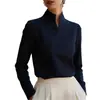 Amazon Cross-Border Outono 2026 Novidades em Roupas Femininas: Nova Camisa de Manga Longa com Gola Alta Estilo Chinês, Top Elegante de Nicho para o Trabalho para Mulheres