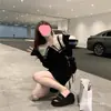 Vestido de manga larga con hombros descubiertos para mujer, nuevo de otoño 2025, de alta gama, puro y sexy, estilo 'hot girl', ajustado, que realza la figura, falda corta.