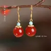 Pendientes de Ágata Roja Vespertina Jin Hua Wei con Cierres de Plata Pendientes de Nuevo Estilo Chino