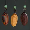 Talla de Madera Arcoíris, Jade Dorado, Plato de Maíz, Llavero de Mano, Colgante para Coche, Cadena para Teléfono Móvil, Colgante para Bolso