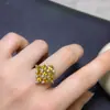 Anillo de Zafiro Amarillo Natural, Piedra Preciosa Grado 5A, Tamaño 3*4mm, Finamente Engastado en Plata 925