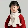 Cachecol com Pom-Pom Outono Inverno Aquecedor de Pescoço Masculino Quente Vermelho Liso Ano Novo Cachecol Infantil Feminino Lã Tricotada Bebê