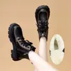 Botas Martin de suela gruesa para mujer, nuevo estilo invierno 2026, botas sencillas, botines estilo británico, botas de invierno versátiles, botas de nieve con forro de felpa y engrosadas, botas de algodón