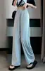 Pantalones de Hielo de Seda con Protección Solar para Mujer, Nuevo Estilo Otoño 2026, Cintura Alta, Corte Holgado, Adelgazantes, Casual, Pierna Recta Estrecha, Secado Rápido, Pierna Ancha