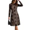 Outono de 2026 Novo Moda Feminina Europeia e Americana Transfronteiriça Elegante Ajuste Slim Vestido Longo de Renda com Mangas Longas
