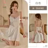 Kamai Xue Lingerie Sexy Saia Curta Curta de Malha com Recortes Transparente Seda Gelada Roupa de Casa Camisola Puro Desejo com Costas Abertas Camisola 2287
