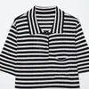 Camisa polo de punto a rayas de algodón puro, estilo universitario casual, moda de primavera 2026, transfronteriza, AliExpress, con bolsillo