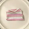 Top de tricô listrado para roupas de boneca, camiseta canelada de manga curta color block, roupa íntima de reposição para brinquedo de pelúcia boneca KT chorando
