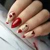 Comercio Exterior Día de San Valentín Uñas Portátiles Forma de Almendra Brillo Rojo Corazón Rayas Irregulares Pegatinas de Uñas Postizas Removibles