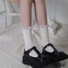 Meias Doce Princesa Meias Contrastantes Preto e Branco de Meia Panturrilha Algodão Agulha Dupla Lolita Verão Estilo Retrô Meias Femininas da Moda