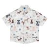 Camisa de verão com estampa completa de cachorrinho de desenho animado, gola de lapela, manga curta, masculina e feminina, solta, estilo bf preguiçoso, para casais, unissex, treze linhas