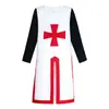 Casaco Masculino Medieval Acinturado Casaco Renascentista de Halloween Top Patchwork Dividido Cosplay Cavaleiros Templários