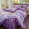 Novo conjunto de cama de quatro peças acolchoado estilo coreano em veludo de leite 2026