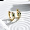 Estilo Europeo y Americano Hebilla de Oreja Serpiente Esmeralda Serpiente del Zodiaco Circonita Microincrustada Joyería de Oro Real Tendencia de Moda Pendientes Estilo ins