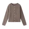 26 Outono Inverno Mais Vendido Cardigã Escovado Suéter de Seda de Amora Lã Cashmere Botões de Concha Gola com Borda Enrolada Cor Sólida Roupa de Exterior Elegante