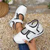 Sandalias Romanas de Playa Transpirables con Suela Gruesa y Velcro Transfronterizas Europeas y Americanas para Mujer, Aumentadoras de Altura, Zapatos de Vacaciones Individuales, Venta al por Mayor, Talla Grande
