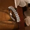 Anillo de Medio Círculo Más Vendido Transfronterizo Anillo con Circonita Incrustada en Cobre Anillo de Joyería Simple de Gama Alta Venta al por Mayor