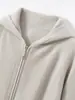 Cardigan Casual e Juvenil com Capuz e Zíper de Caxemira para Mulheres, Suéter Macio e Amigo da Pele, Jaqueta Casual - Novo Estilo Outono/Inverno 2026