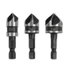 Herramienta de Chaflán de Cinco Hojas Chapada en Titanio con Mango Hexagonal Transfronterizo 6-19mm Juego de Cuchillos de Chaflán para Carpintería 6 Piezas Abreagujeros para Carpintería