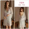 Camisola Sexy Renda Franzida com Bojo e Robe, Estilo Rosa Pura Tentação Desejo, Conjunto de Lingerie Feminina Plus Size P4058