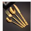 Juego de Cubiertos de Acero Inoxidable con Patrón Tenedor Cuchillo Juego de Cubiertos Lujo Ligero Restaurante Occidental Cuchillo para Bistec Comida Occidental Al por Mayor Hogar