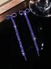 Brincos DINGKA Clássicos Azuis de Cristal com Longos Pingentes de Laço para Mulheres Moda Brilhantes Brincos de Cristal Brincos