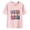 Playera Casual de Verano para Mujer de Talla Grande, Nuevo Estilo, Estampado de Leopardo Cuadrado, Manga Corta, para Chica Gorda de 100 kg 7608