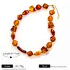 Collar de cuentas acrílicas de forma libre color ámbar transfronterizo, cadena para clavícula de acero inoxidable estilo Maillard para mujer, disponible para venta al por mayor
