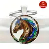 Llavero de aleación convexa con patrón de caballo colorido retro más vendido transfronterizo Colgante para coche y bolsa Llavero