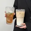 Copo de Vidro Transparente com Listras Verticais, Tampa e Canudo, Copo de Água de Grande Capacidade para Escritório, Copo para Suco, Copo de Café, Copo de Chá