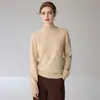 Nuevo suéter de cachemira grueso de otoño e invierno para mujer, cuello semi alto, tejido de ochos, corte holgado, adecuado como top de capa base