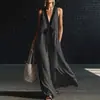 2026 Europeo y Americano Transfronterizo Verano Nuevo Producto Elegante Casual Bloques de Color Cuello en V Sin Mangas Con Cordones Vestido Largo para Mujer