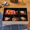 Caja de Sushi Caja de Madera para Llevar Caja Desechable para Almuerzo Sashimi de Salmón Caja Cuadrada de Madera Caja para Cortar Fruta Caja de Embalaje