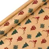 Papel de Regalo Navideño Tamaño Grande Ecológico Papel Kraft Amarillo Papel de Regalo Navideño Cuadros Rojos Cabeza de Reno Patrón de Copo de Nieve