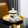 Taza de Porcelana de Hueso con Tapa Coladora para Té, Adecuada para Hoteles, Clubes, Oficinas, Regalos, Taza de Cerámica Marca Kyv Aima