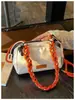 Bolso Cruzado de Textura Tejida Color-Block Cúrcuma Isla Naranja Estilo Coreano Ligero y Transpirable para Chica Bolso de Hombro Casual para Viajes